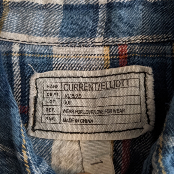 Current Elliott Multi color Flannel Long Sleeve Button Down Shirt - Picture 9 of 13